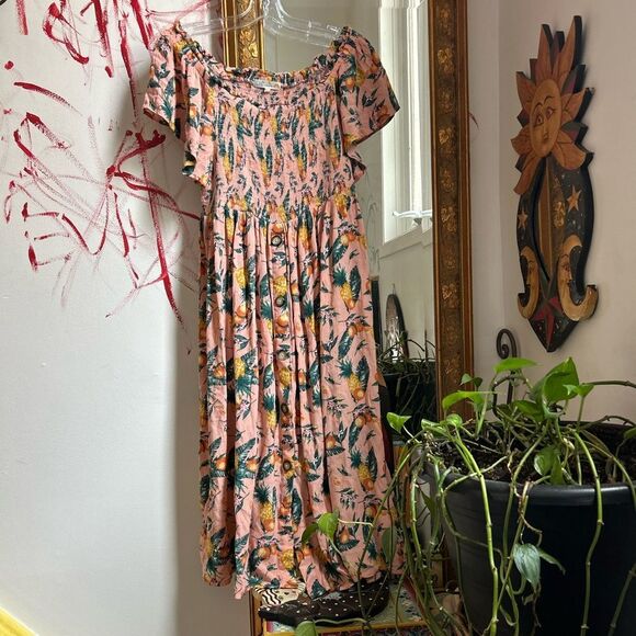 C&C California Pink Pineapple Print Midi Dress - Picture 16 of 16